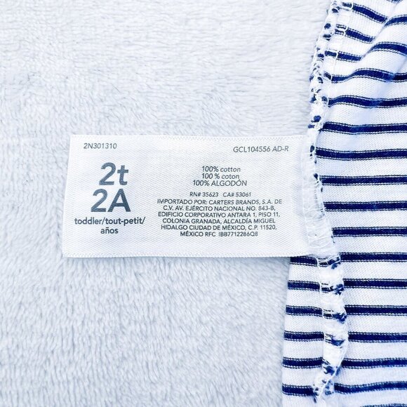 Carter's Toddler Girls Short Sleeve Dress | Skater | White Navy Stripe  | 2T - Picture 6 of 7